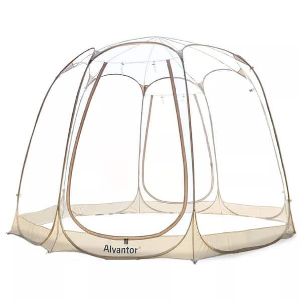Alvantor 12 ft. x 12 ft. Beige Instant Pop Up Bubble Tent Screen House, Weatherproof Cold Protection 360 View Camping Tent