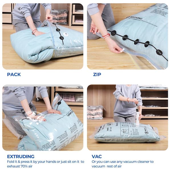 Combo Vacuum Storage Bags for Clothes, Travel, Moving (10-Pack)