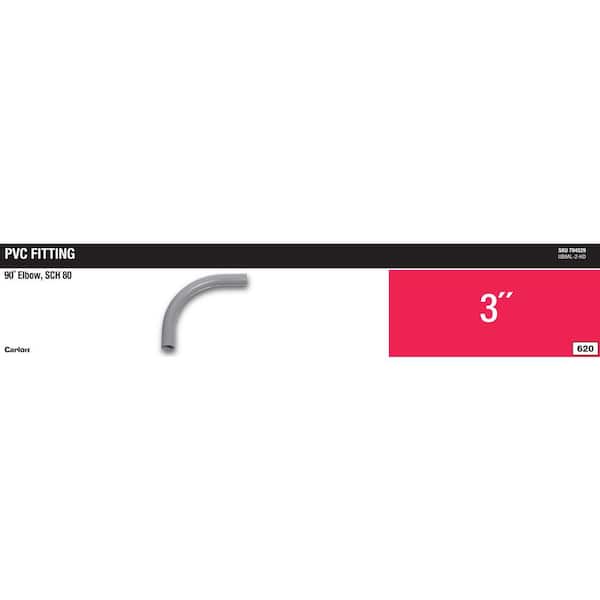 3 in. 90° Schedule 80 Standard Radius Electrical Plain End Elbow (UB9AL-CAR)