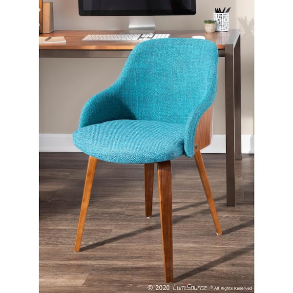 BacciTeal Fabric Dining/Accent Chair with Walnut Wood
