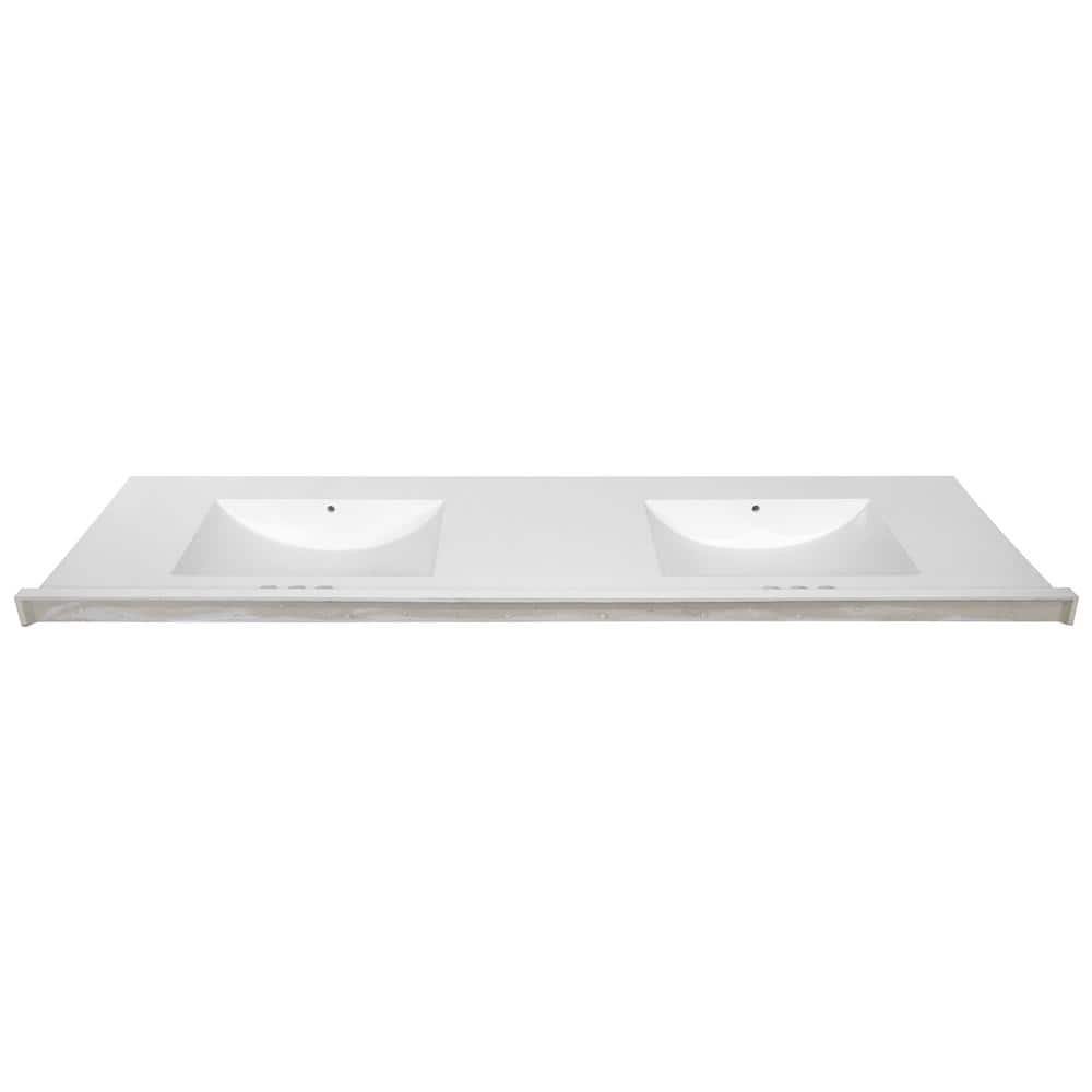 Camilla 73-Inch Solid White Cultured Marble Double Vanity Top
