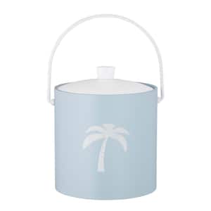 PASTIMES Palm Tree 3 qt. Light Blue Ice Bucket with Acrylic Cover