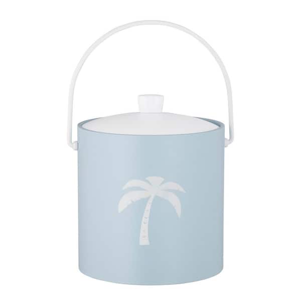 Kraftware PASTIMES Palm Tree 3 qt. Light Blue Ice Bucket with Acrylic Cover
