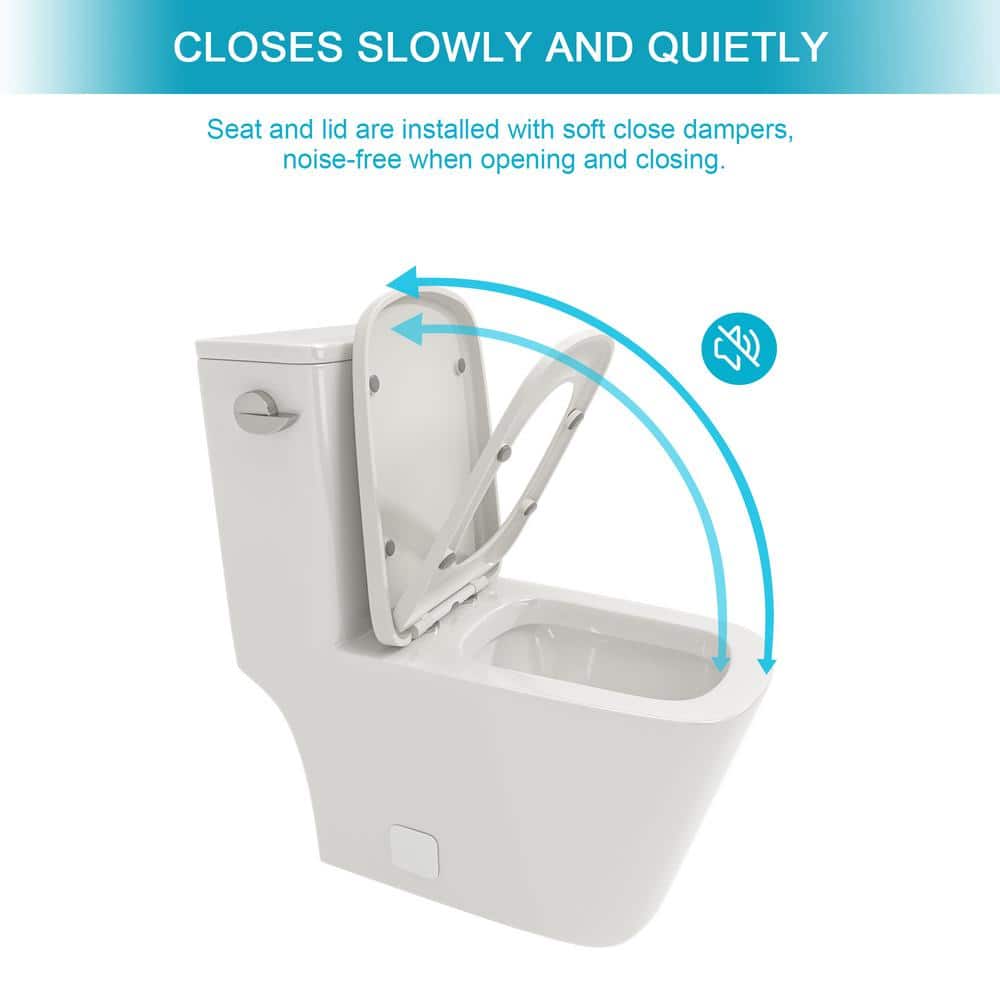 White Ceramic One-Piece Elongated High Efficiency Toilet