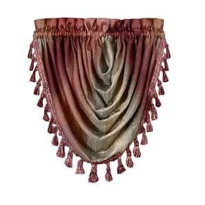 Ombre 42 in. L Polyester Window Curtain Waterfall Valance in Burgundy