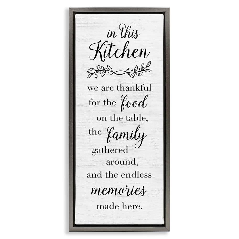 Kitchen Family Gratitude by Natalie Carpentieri Gray Floater Frame Typography Graphic Art Print 25 in. x 11 in. price history on PriceWatchPro