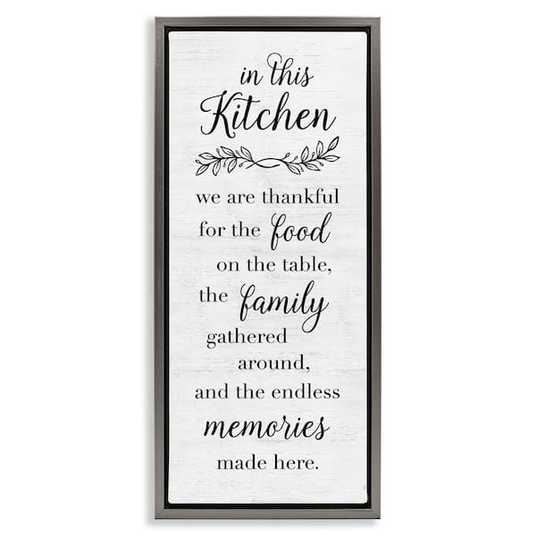 Stupell Industries Kitchen Family Gratitude by Natalie Carpentieri Gray Floater Frame Typography Graphic Art Print 25 in. x 11 in.