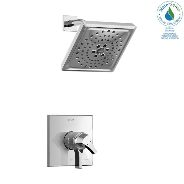 Delta Zura 1-Handle Shower Faucet Trim Kit with H2Okinetic Spray in Chrome (Valve Not Included)