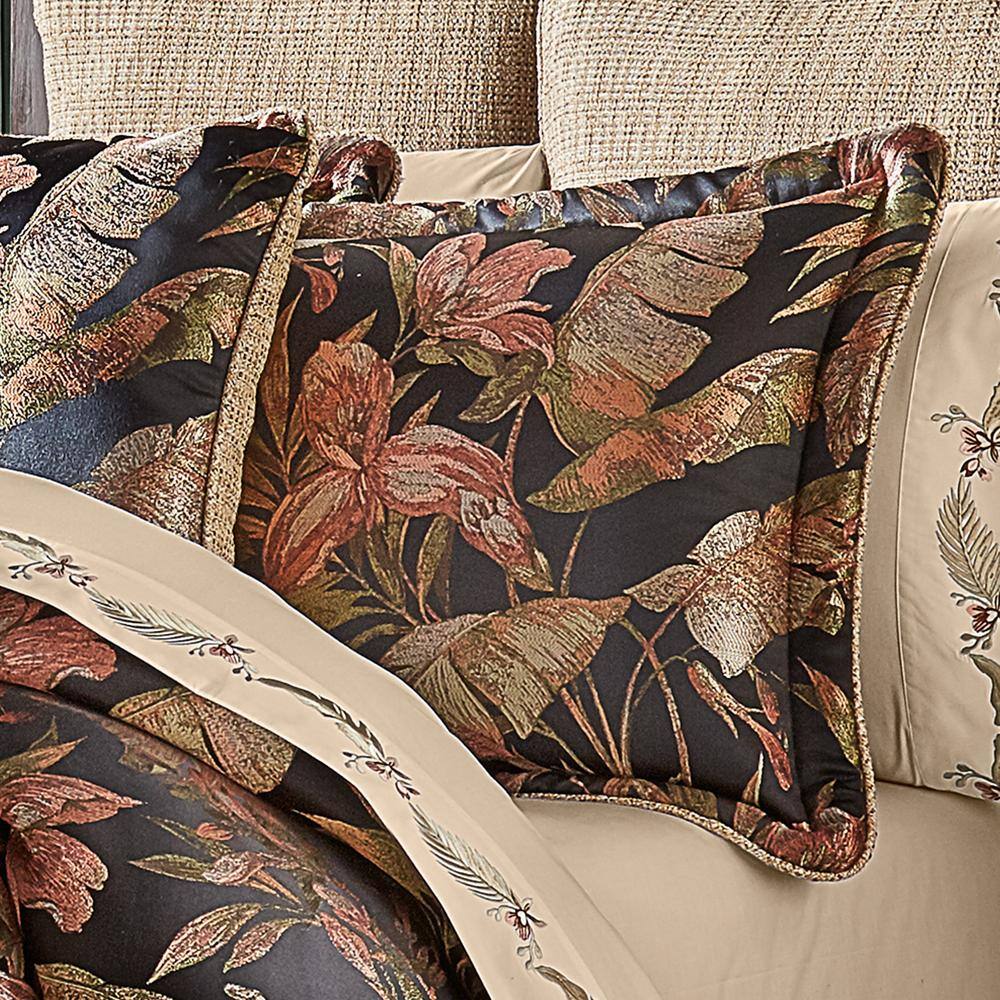 California King Black Microfiber Tropical Comforter Set