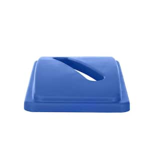 Blue Rectangular Paper Recycling Trash Can Lid for 23 Gal. Paper Recycling Trash Can Bin (3-Pack)