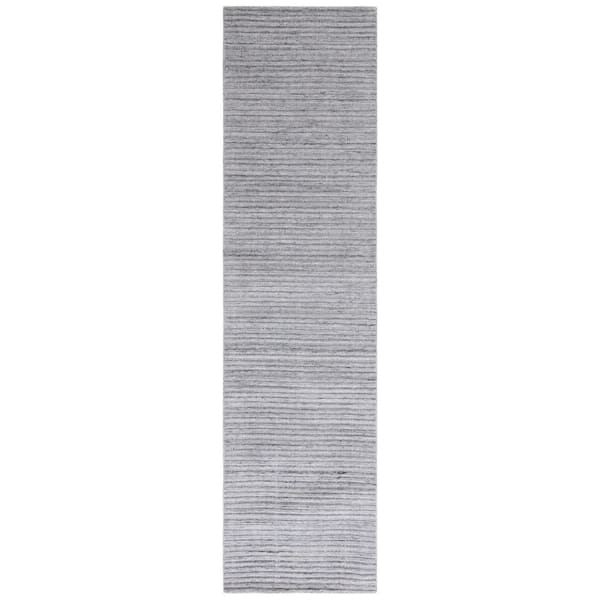Elements 2 ft. x 9 ft. Gray Striped High-Low Runner Rug