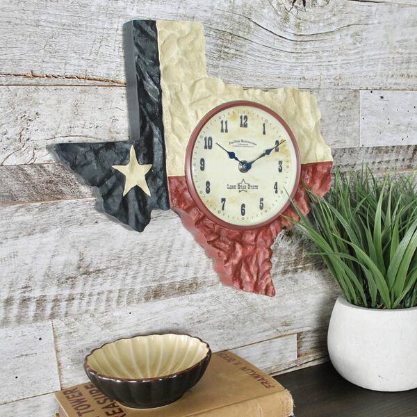 FirsTime 13 in. Texas Flag Wall Clock