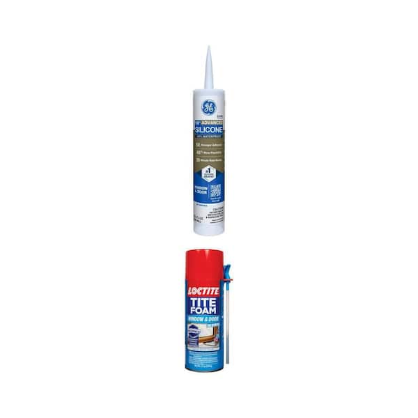 Advanced Silicone 2 Caulk 10.1 oz. Clear Window/Door Sealant and TITE FOAM Windows/Doors Spray Foam 12 oz. Can Combo