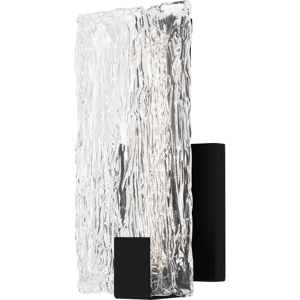 Winter Matte Black and Clear Textured Glass LED Wall Sconce