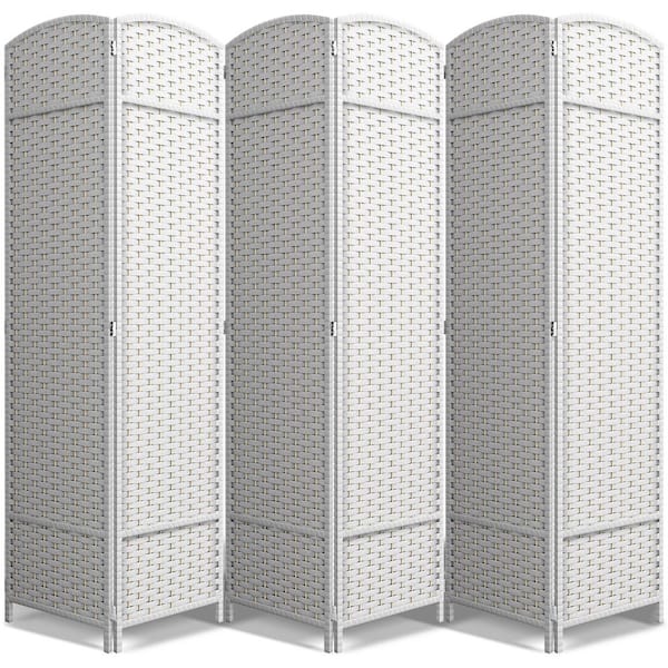 6-Panel Room Divider 6 ft. Tall, Extra Wide Double Hinged Privacy Screen Panels, Partition Room Dividers, White Solid