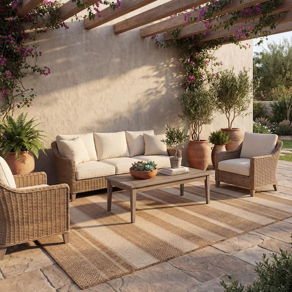 Torelle Abstract Brown 8 ft. x 10 ft. Outdoor Area Rug
