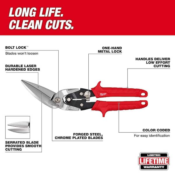 Milwaukee 11 in. Long Left-Cut Offset Snips 48-22-4568 - The Home