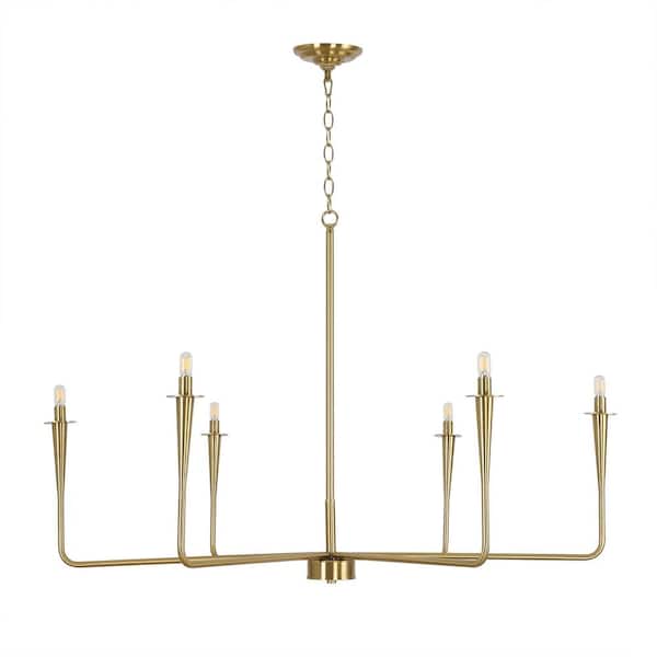 6-Light Gold Transitional Candlestick Kitchen Island Chandelier