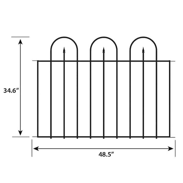 Vigoro Westbrook 35 in. x 48 in. Black Steel Fence Panel