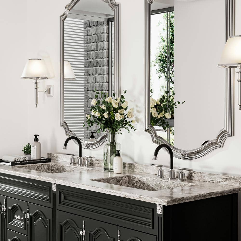 8 in. Widespread Double Handle Bathroom Faucet in Brushed Nickel and Black