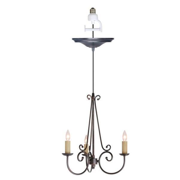 Home Decorators Collection Rogen 3-Light Oil Rubbed Bronze Small Instant Chandelier Light Conversion Kit