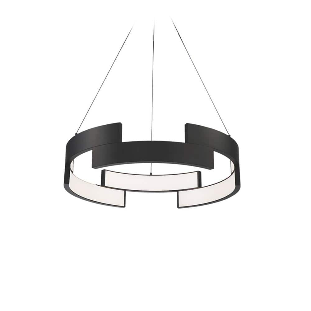 Cascade Black Aluminum 20" LED Pendant Light with White Diffuser