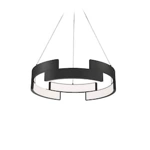 Trap 20 in. 300-Watt Equivalent Integrated LED Black Pendant with PC Shade