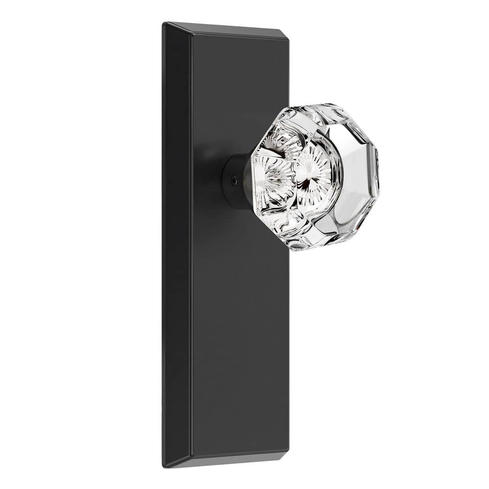 Vintage Matte Black Interior Dummy Door Knob 2 Pack with Diamond-Cut Crystal Knob and Beveled Rectangular Backplate price history on PriceWatchPro