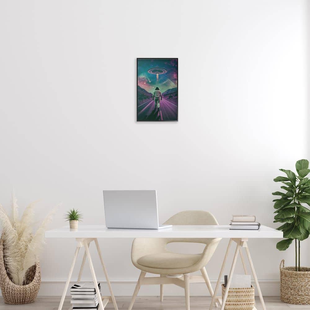 Alien Spaceship over Astronaut by Wumples Black Framed Fantasy Giclee Art Print 18 in. x 12 in. price history on PriceWatchPro