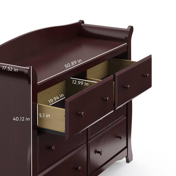 Portland three drawer promotional dresser with metal hardware. storkcraft