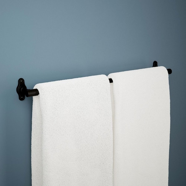 Calloway 18 in. Wall Mounted Towel Bar with 6 in. Extender Bath Hardware Accessory in Matte Black