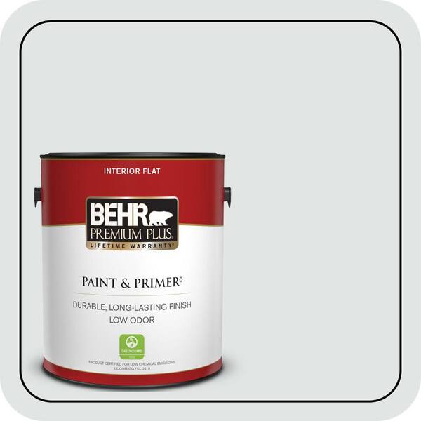 BEHR PREMIUM PLUS 1 gal. #BL-W02 Ice Sculpture Flat Low Odor Interior Paint & Primer