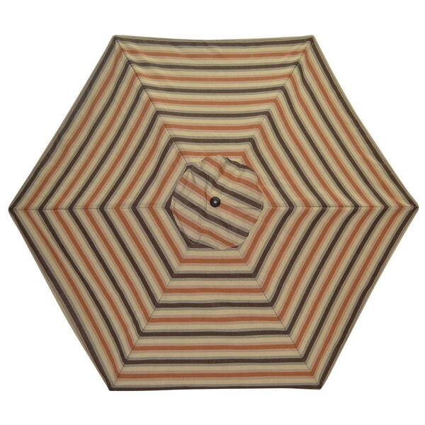 Plantation Patterns 9 ft. Patio Umbrella in Nutmeg Stripe-DISCONTINUED