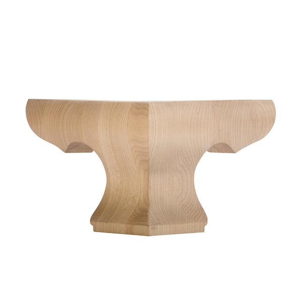 Waddell Pedestal Bun Foot Corner - 6 in. x 4.5 in. - Furniture Grade Unfinished Hardwood - Elegant Feet for Sofas and Stools