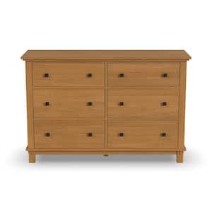Oak Park 6-Drawer Oak Dresser 36 in. H x 18 in. D x 54.5 in. W