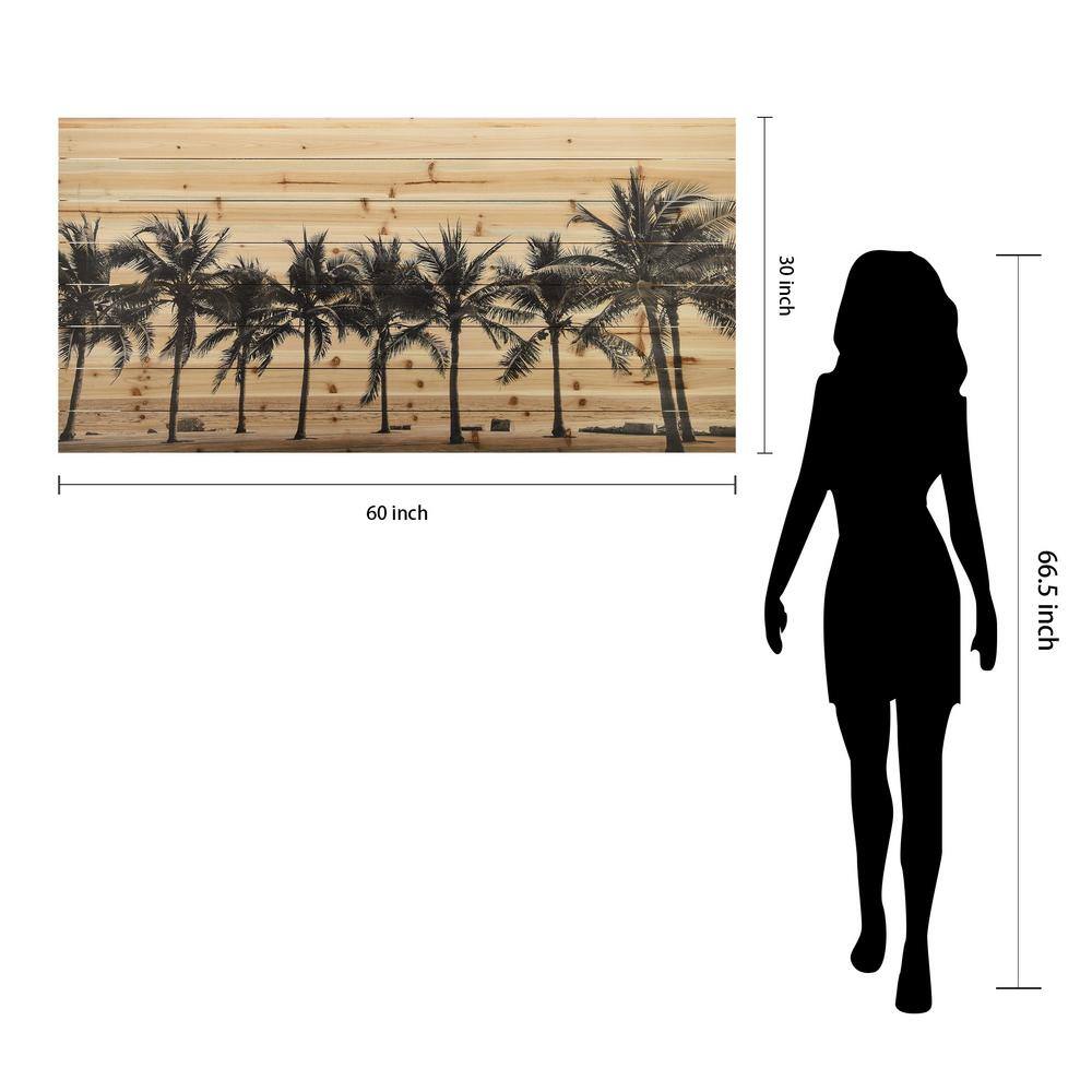 Solitary Beach Black and Beige Solid Fir Wood Wall Art