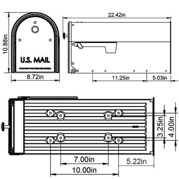 Edwards Large Bronze Steel Post Mount Mailbox