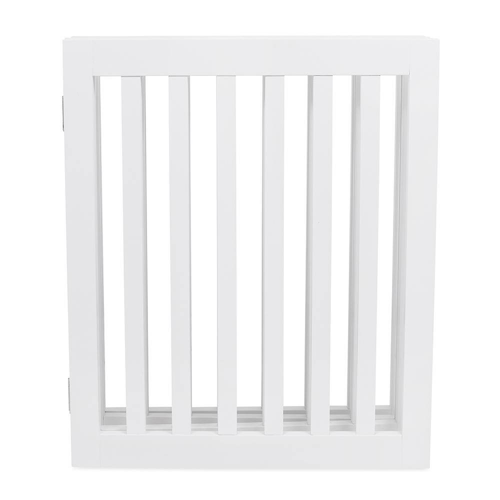 White 24" Tall 4-Panel Freestanding Wooden Pet Gate