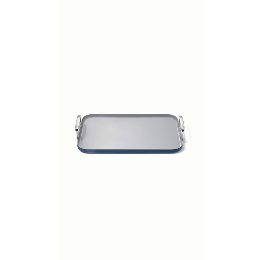 Navy Ceramic Nonstick Double Burner Griddle with Stainless Steel Handles