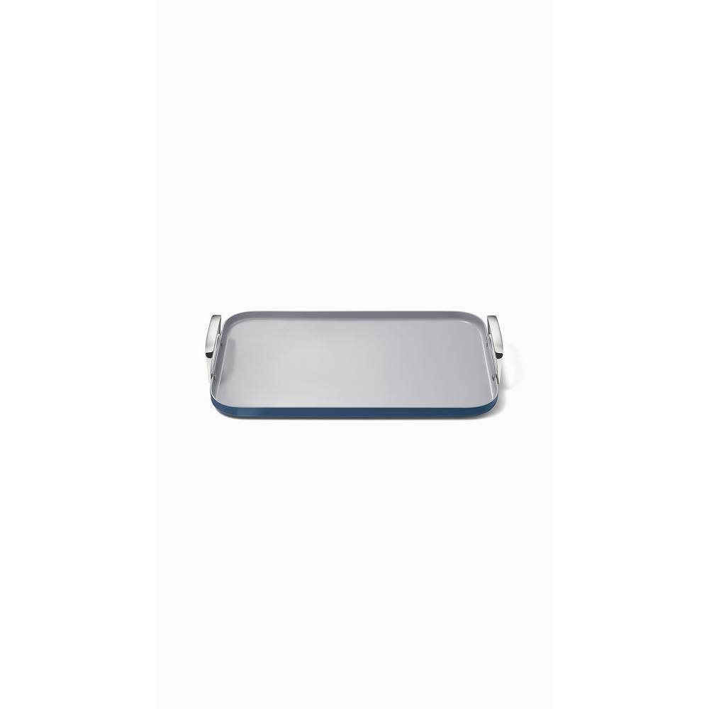 CARAWAY HOME Square 11 .5 in. Ceramic Nonstick Double Burner Skillet in Navy