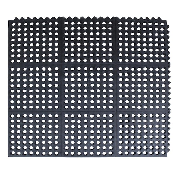 Unbranded A1HC 35.43 in. x 35.43 in. Anti Fatigue Rubber Restaurant/Kitchen Mat