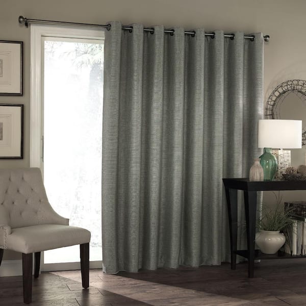 Eclipse Bryson Thermaweave Grey Solid Polyester 100 in. W x 84 in. L Room Darkening Single Grommet Top Curtain Panel