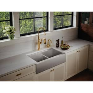 Strive 35-1/2 in. Undermount Double Bowl Stainless Steel Workstation Kitchen Sink