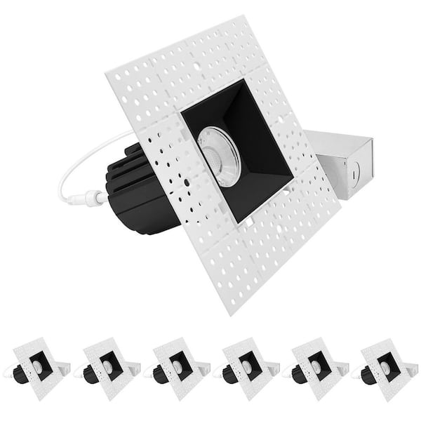 3 in. Integrated LED Recessed Trimless Spotlight with Black Trim, 5CCT, 15W, 1000LM, CRI90,38° Beam, Dimmable, 6 Pack
