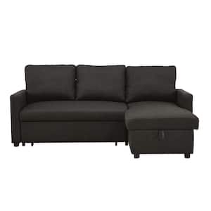 Hiltons Charcoal Linen Sectional Sofa with Sleeper