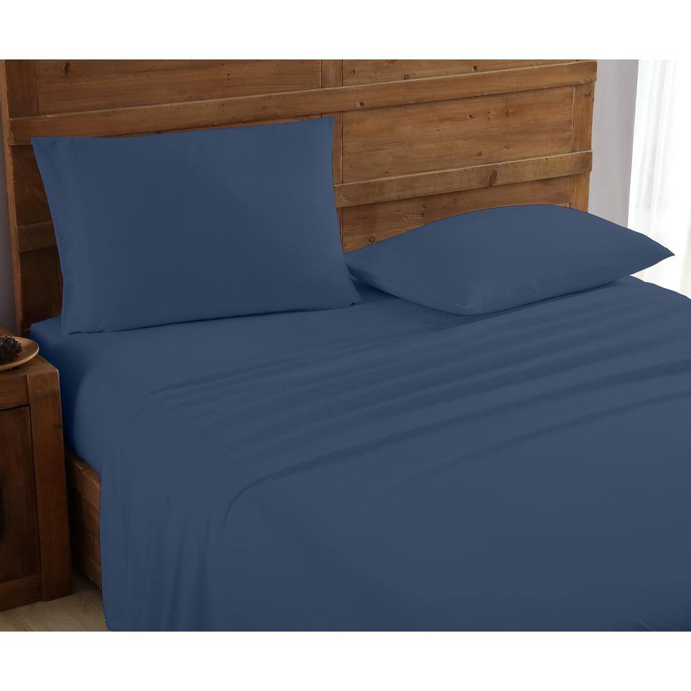 Mhf Home 4-Piece Dark Blue Solid Twin Sheet Set-M577604 - The Home Depot