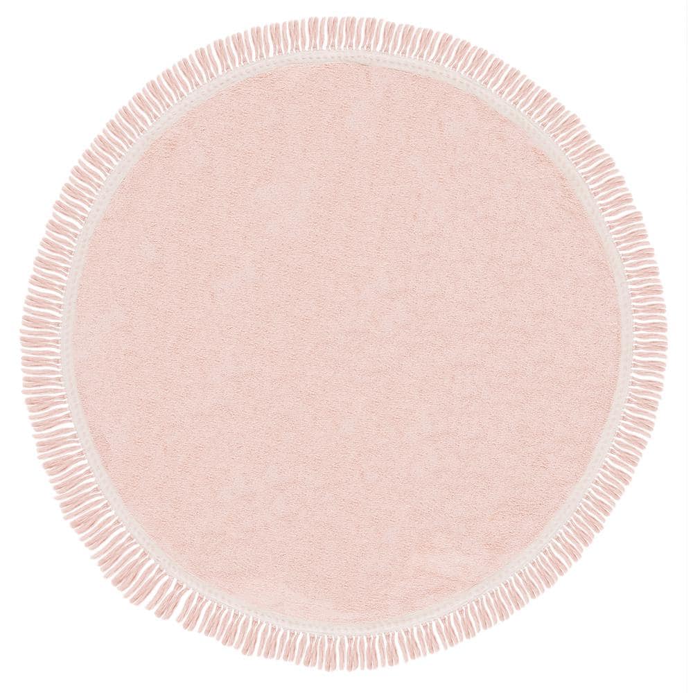 Easy Care Pink/Ivory 6 ft. x 6 ft. Machine Washable Solid Color Round Area Rug price history on PriceWatchPro