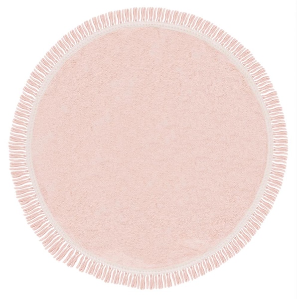 SAFAVIEH Easy Care Pink/Ivory 6 ft. x 6 ft. Machine Washable Solid Color Round Area Rug