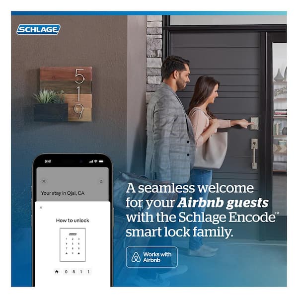 Schlage - Camelot Satin Nickel Electronic Encode Plus Smart WiFi Deadbolt with Alarm