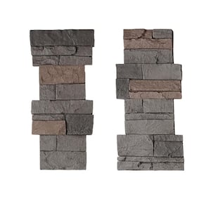 Stacked Stone 11.25 in. x 24 in. Coffee Faux Pillar Panel Siding